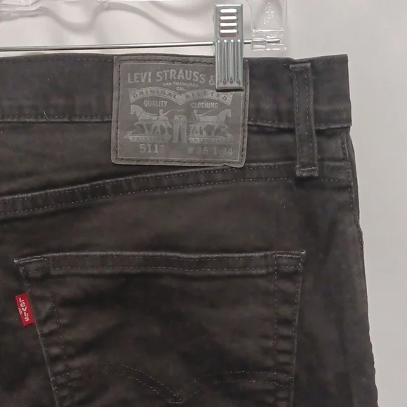 Levi's 511 Men's Slim Fit Denim Black Rinse Jeans 36x34 - Picture 3 of 3